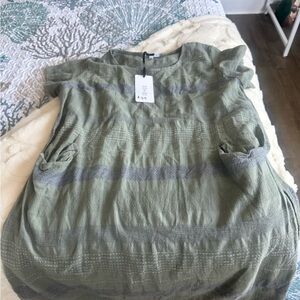 Tempo Paris Sage and Charcoal Short Sundress